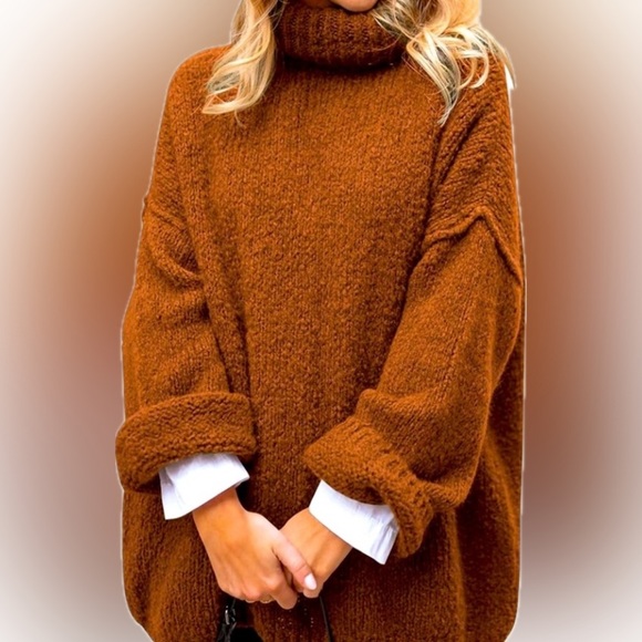 🆕 NWOT - LILLUSORY Turtleneck Oversized Knit Pullover Sweater Tunic Dress Small - Picture 4 of 5